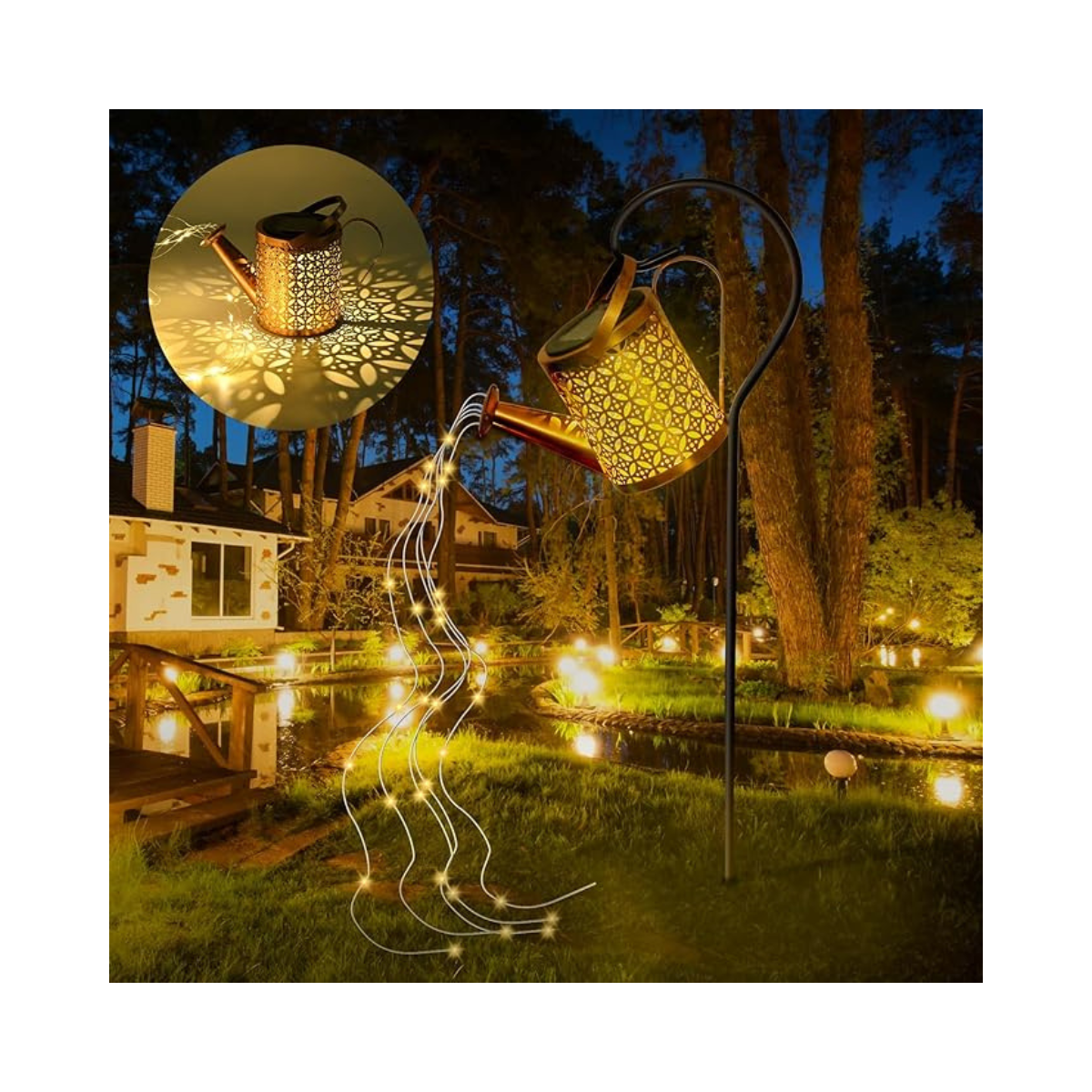 Regadera de jardín solar de luces LED